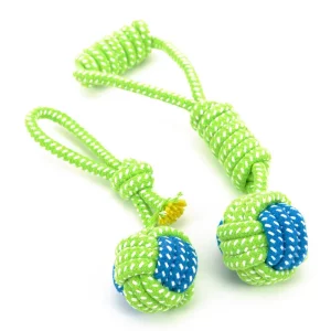 Green Rope Ball Design. Ideal for Chewing, Teeth Cleaning, Outdoor Training, and Fun Play.